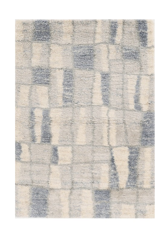 7' X 9' Ivory and Blue Area Rug