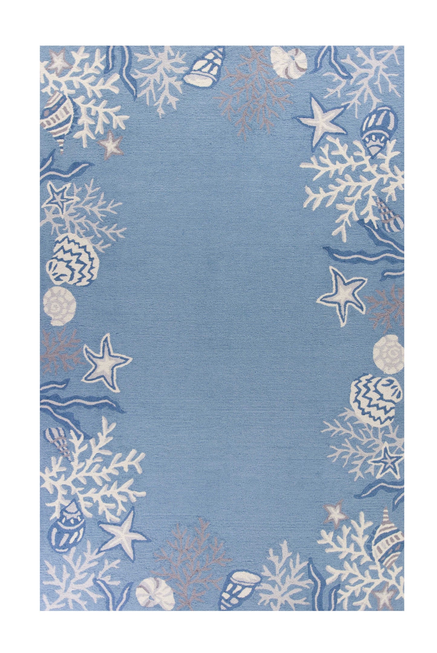 2' X 4' Light Blue Coral Hand Tufted Area Rug