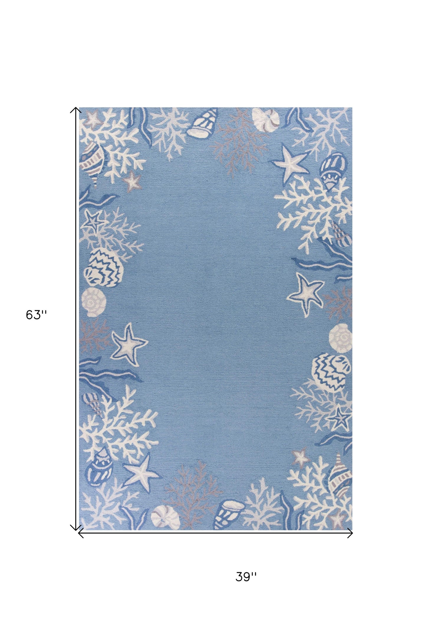 2' X 4' Light Blue Coral Hand Tufted Area Rug