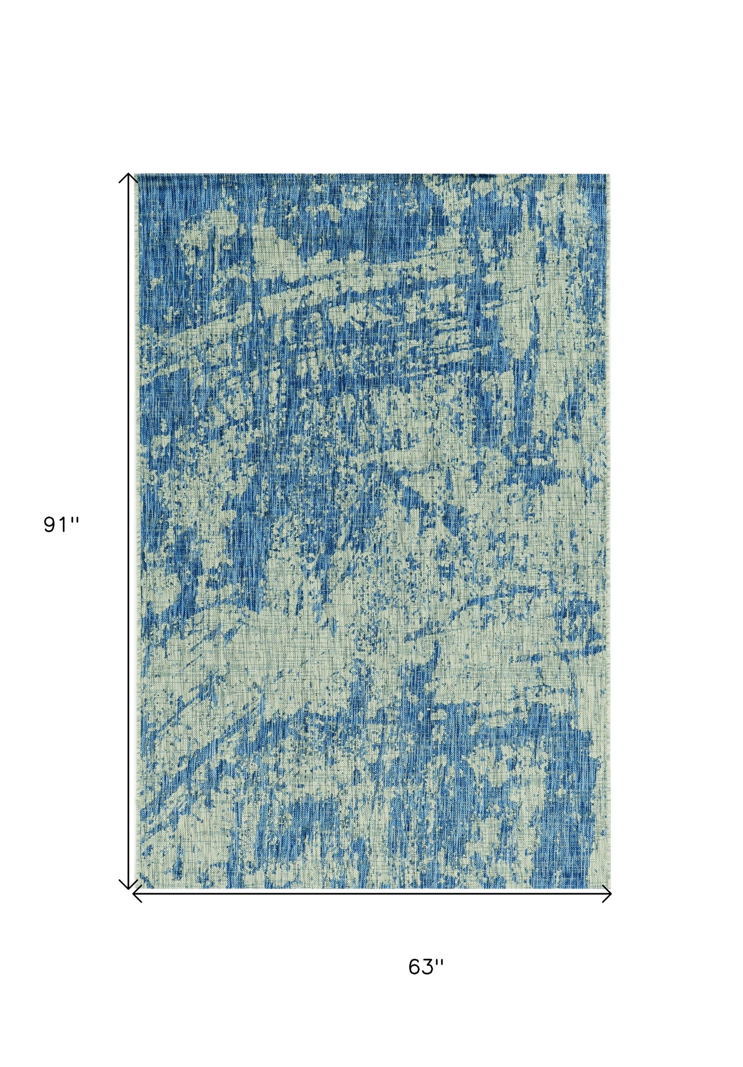 3' X 5' Blue and Green Abstract Indoor Outdoor Area Rug