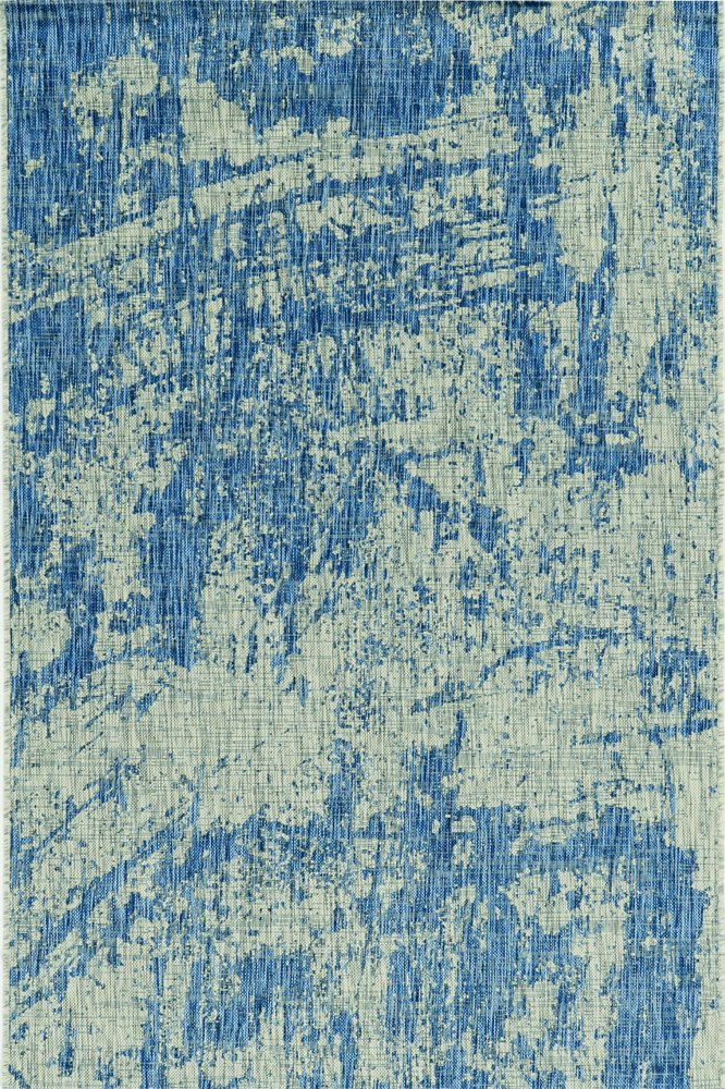 3' X 5' Blue And Green Abstract Indoor Outdoor Area Rug