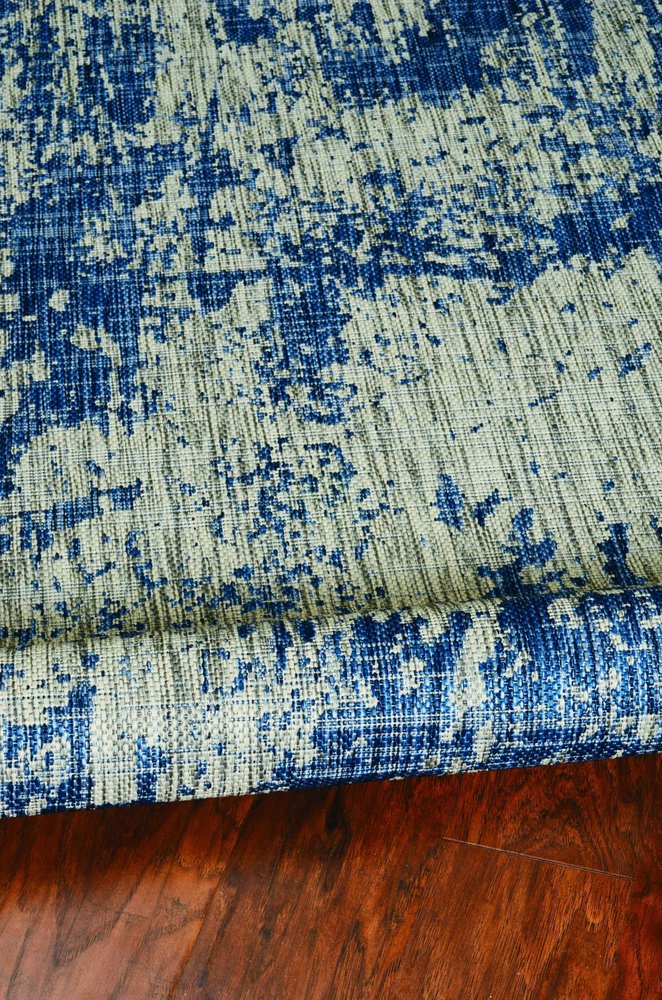 3' X 5' Blue And Green Abstract Indoor Outdoor Area Rug