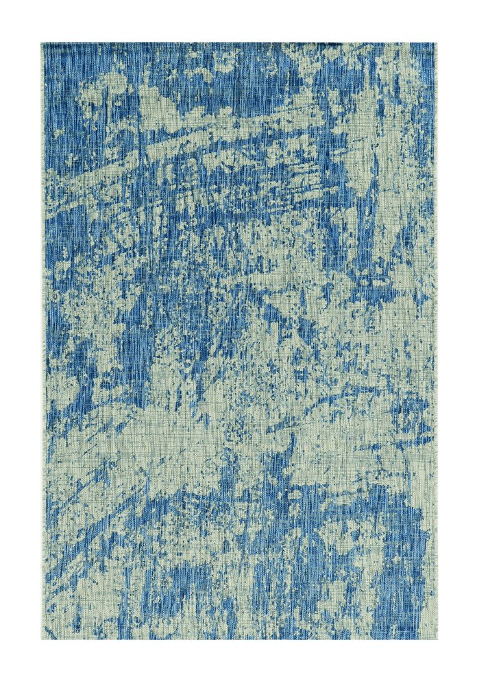 3' X 5' Blue And Green Abstract Indoor Outdoor Area Rug