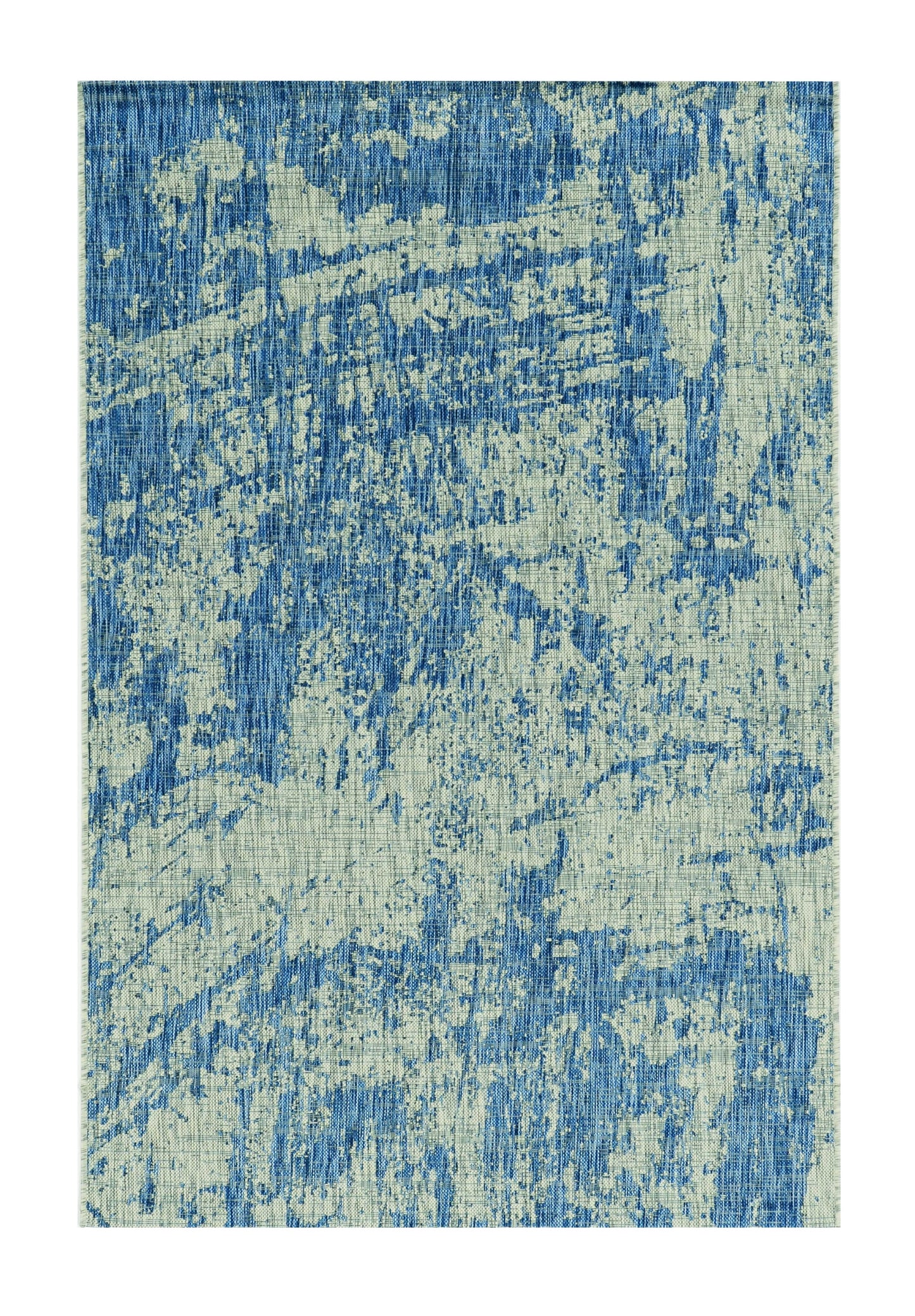 3' X 5' Blue and Green Abstract Indoor Outdoor Area Rug