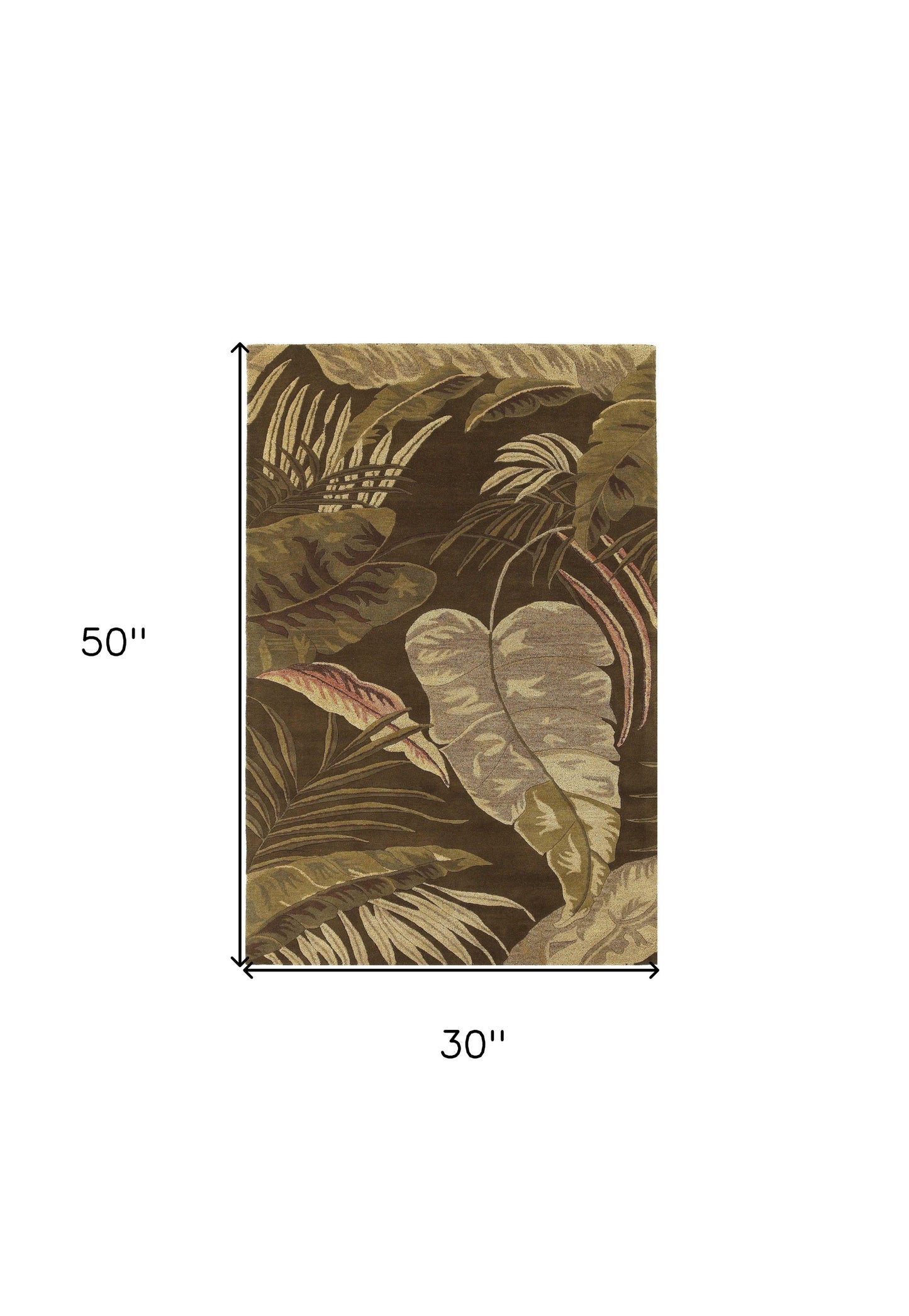 3' X 4' Mocha Brown Hand Tufted Tropical Leaves Indoor Area Rug