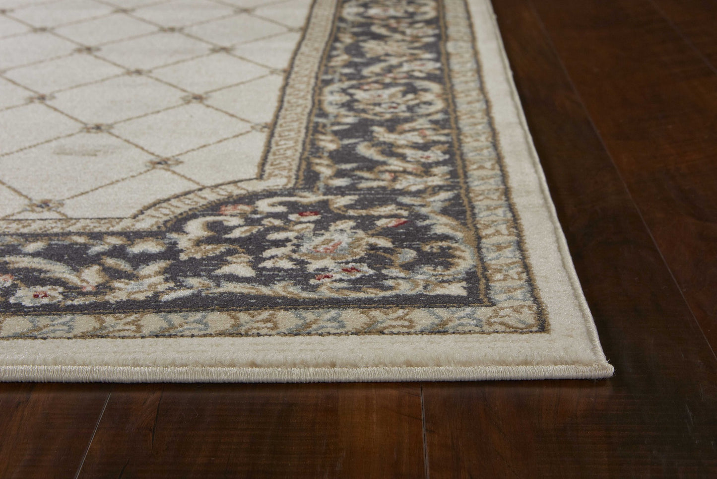 8' X 10' Ivory Grey Floral Indoor Area Rug