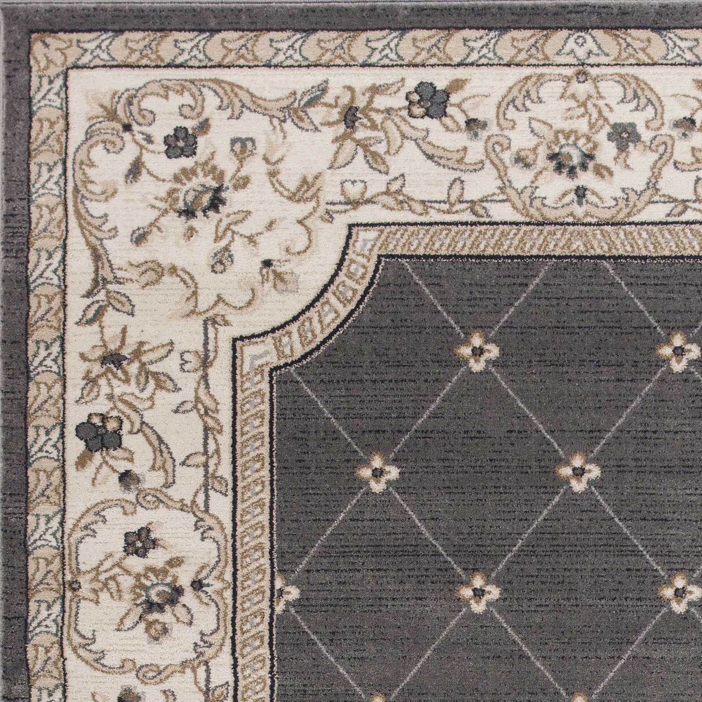 3' X 5' Gray and Ivory Trellis Area Rug