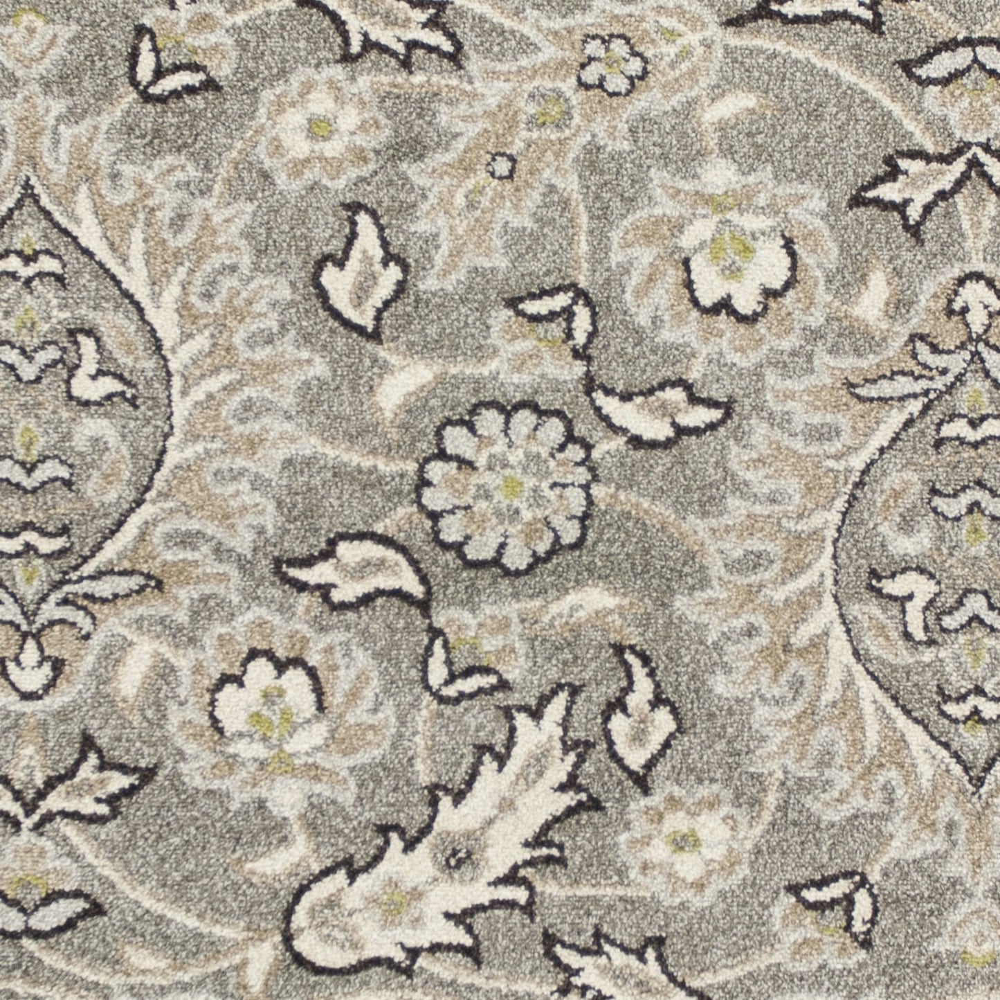 7' X 9' Grey Floral Vine Uv Treated Indoor Area Rug