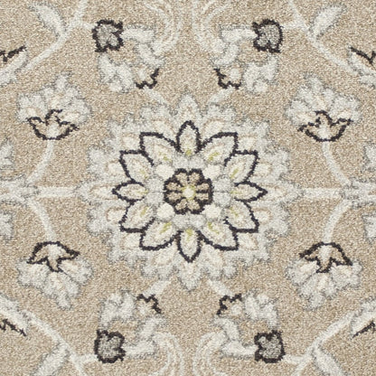 7' X 10' Beige Floral Indoor Outdoor Area Rug