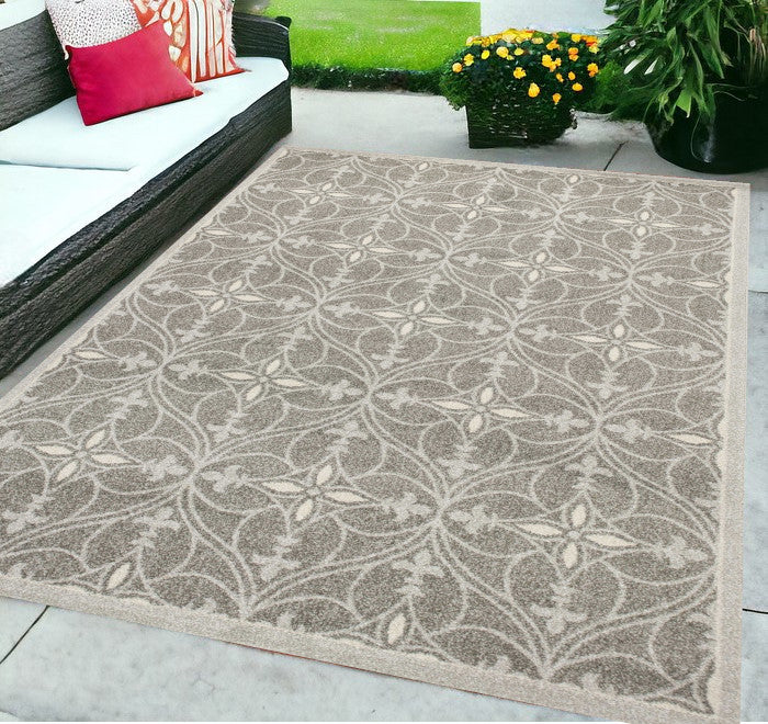 7' X 10' Gray Moroccan Indoor Outdoor Area Rug
