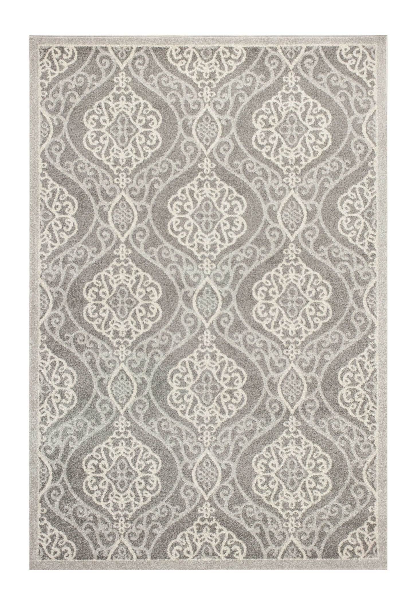 2' X 4' Silver Moroccan Indoor Outdoor Area Rug