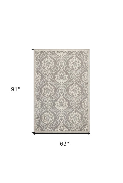 2' X 4' Silver Moroccan Indoor Outdoor Area Rug