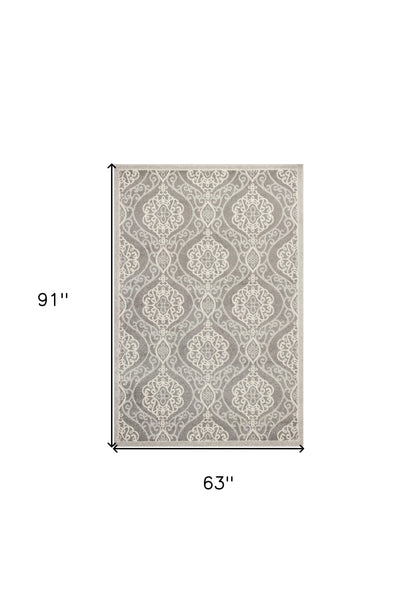 2' X 4' Silver Moroccan Indoor Outdoor Area Rug