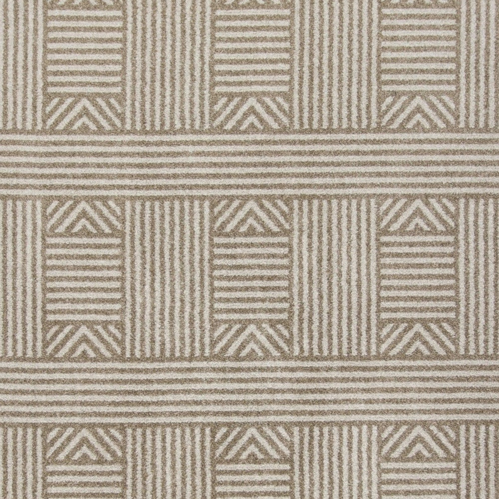 3' X 5' Beige and Ivory Geometric Indoor Outdoor Area Rug