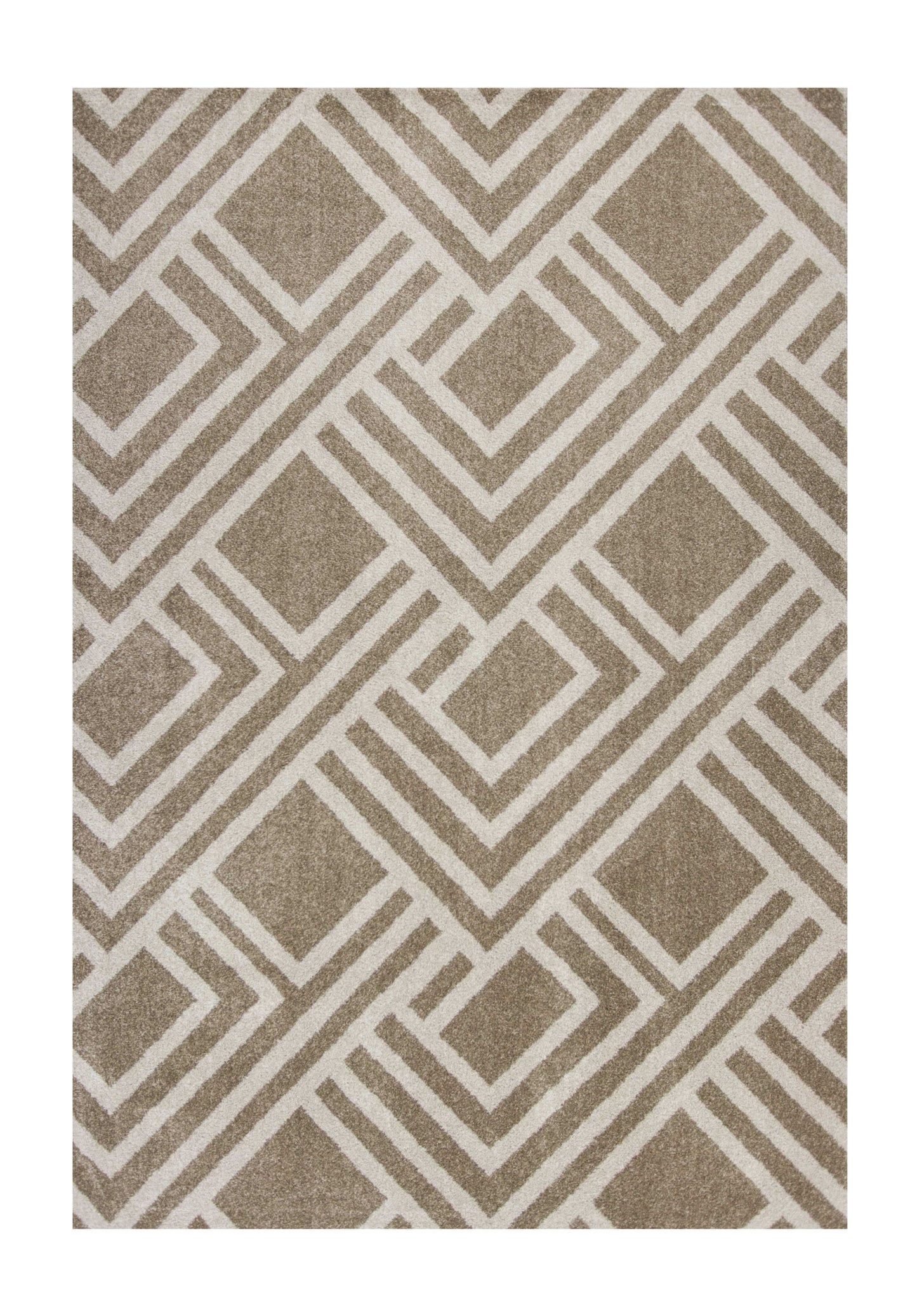 2' X 4' Beige Geometric Indoor Outdoor Area Rug