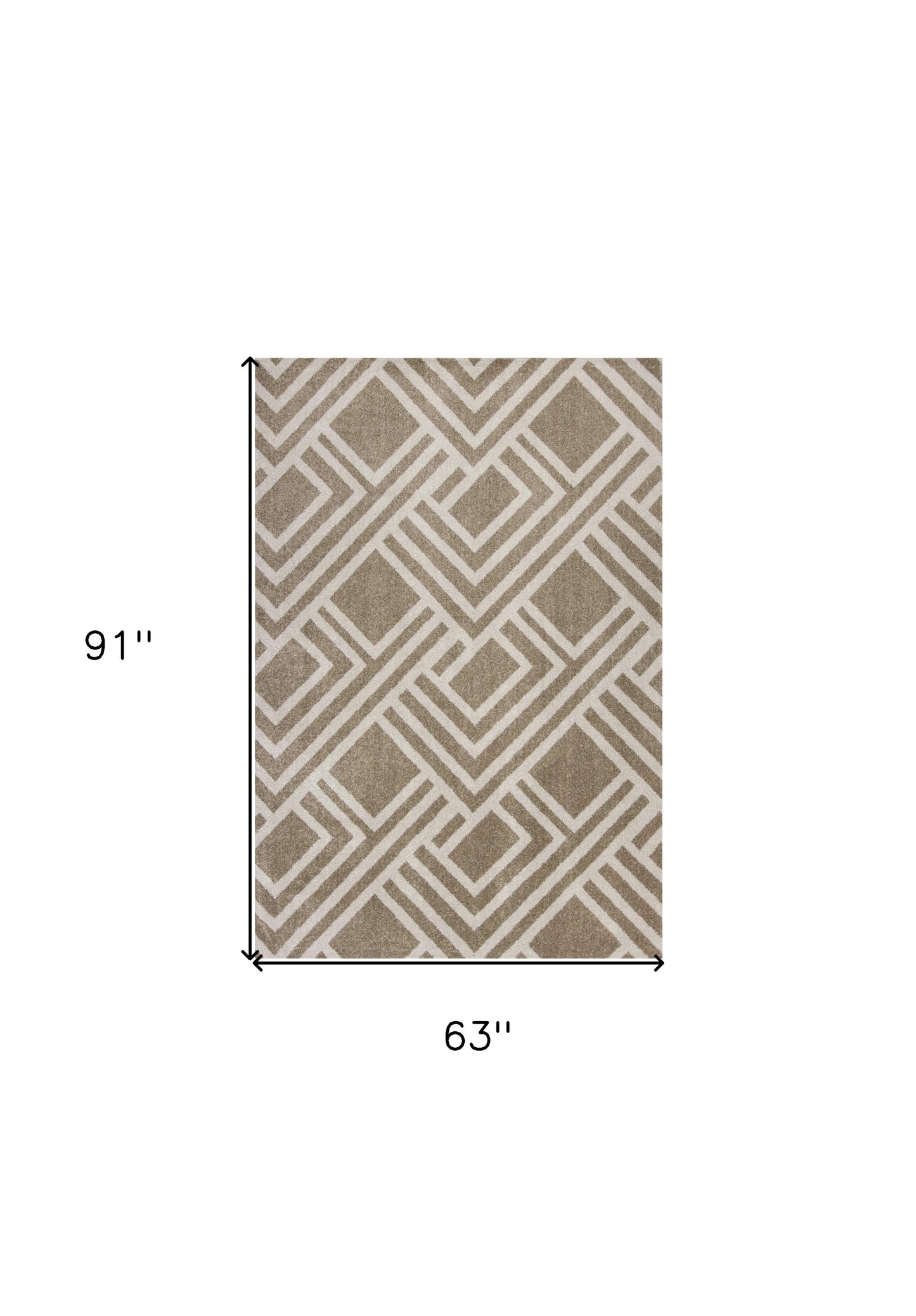 2' X 4' Beige Geometric Indoor Outdoor Area Rug