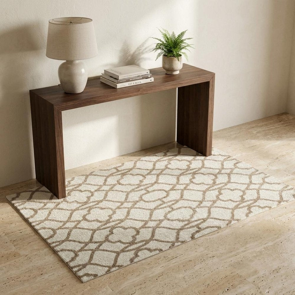 3' X 5' Beige and Ivory Area Rug