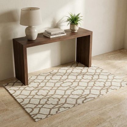 3' X 5' Beige and Ivory Area Rug
