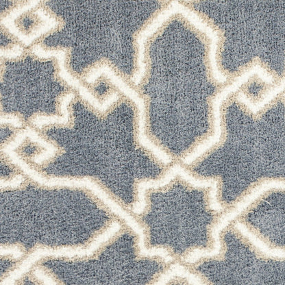 5' X 8' Slate Blue And Ivory Geometric Area Rug