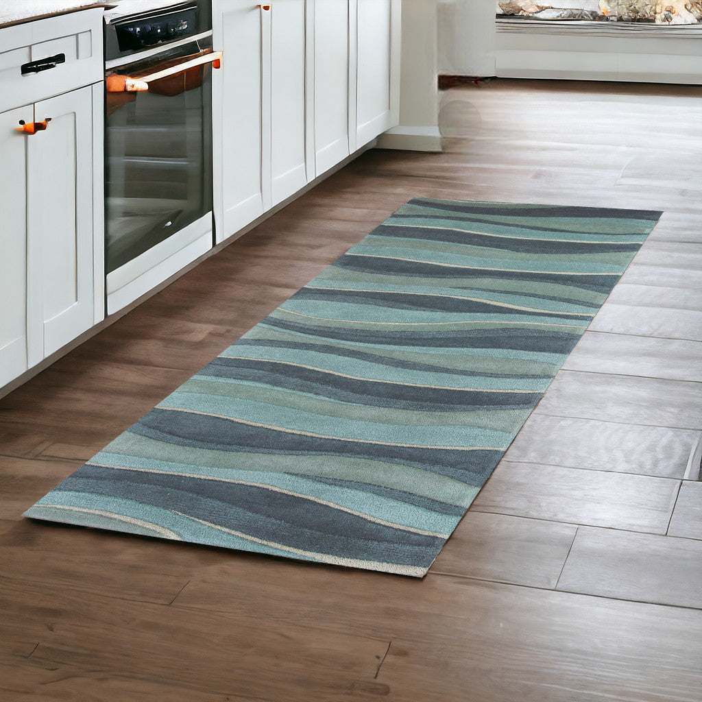 8' X 10' 6 Wool Ocean Area Rug