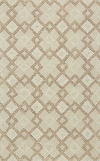 5' X 8' Ivory And Brown Wool Geometric Hand Tufted Area Rug