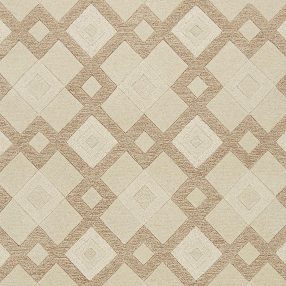 5' X 8' Ivory And Brown Wool Geometric Hand Tufted Area Rug