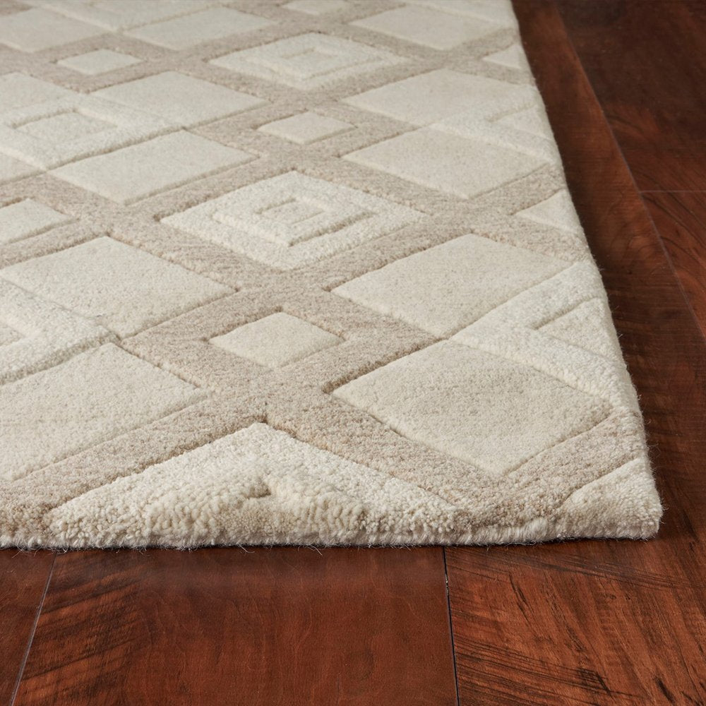 5' X 8' Ivory And Brown Wool Geometric Hand Tufted Area Rug