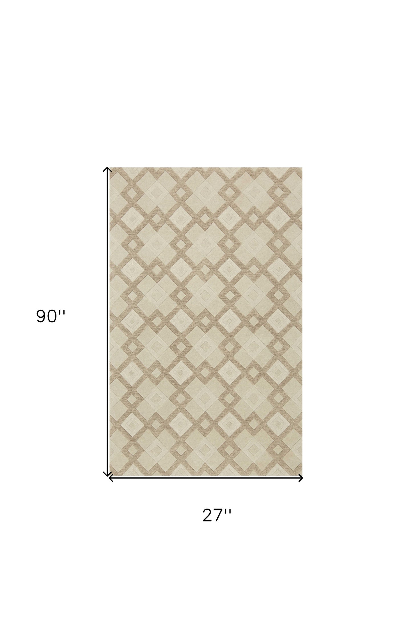 5' X 8' Ivory And Brown Wool Geometric Hand Tufted Area Rug