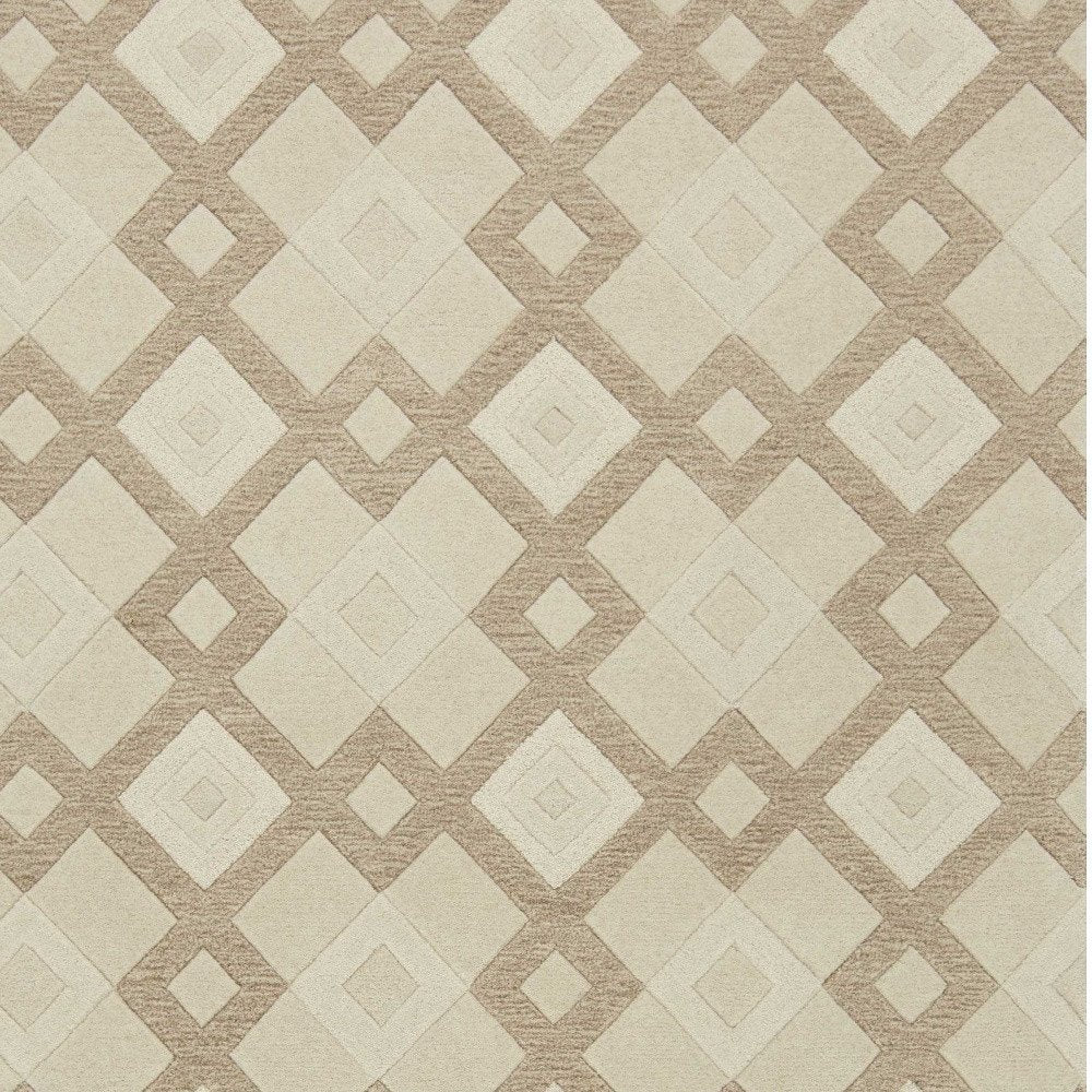 5' X 8' Ivory And Brown Wool Geometric Hand Tufted Area Rug
