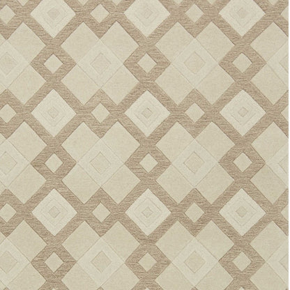 5' X 8' Ivory And Brown Wool Geometric Hand Tufted Area Rug