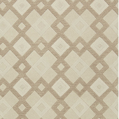 5' X 8' Ivory And Brown Wool Geometric Hand Tufted Area Rug