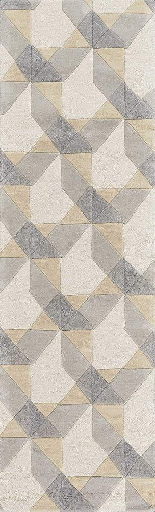5' X 8' Ivory Gray And Cream Wool Geometric Hand Tufted Area Rug