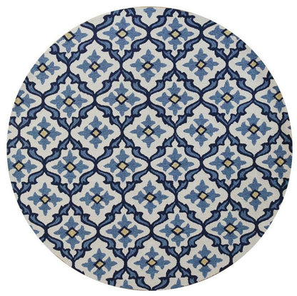 5' X 8' Ivory And Blue Moroccan Indoor Outdoor Area Rug