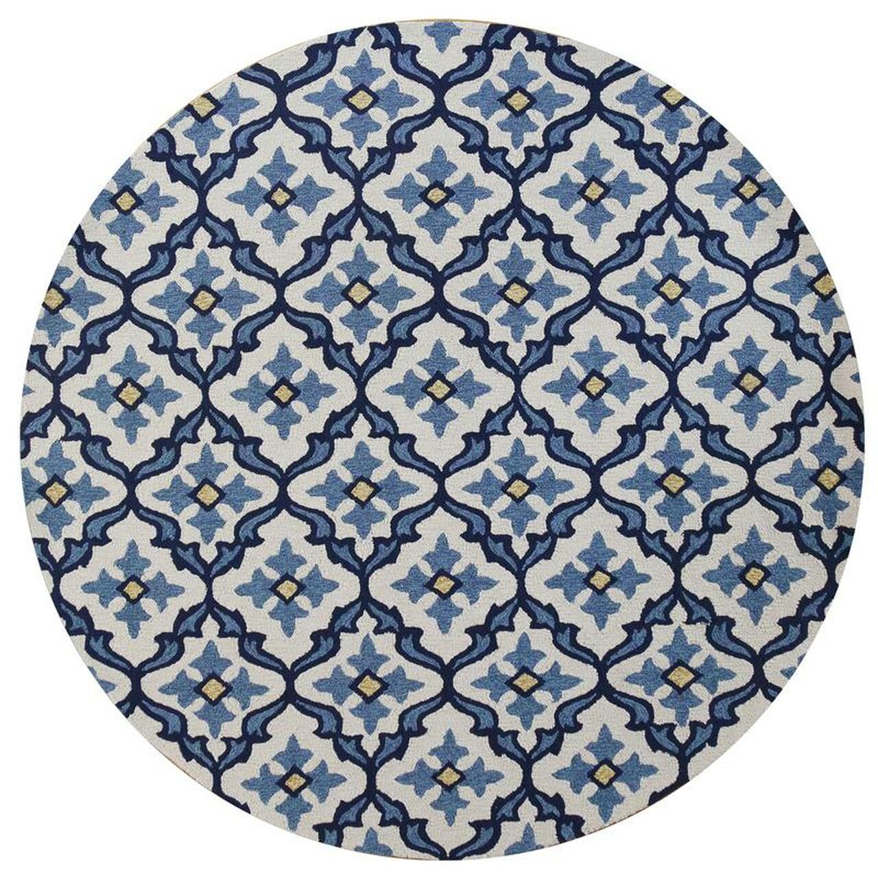 5' X 8' Ivory And Blue Moroccan Indoor Outdoor Area Rug