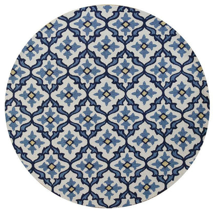 5' X 8' Ivory And Blue Moroccan Indoor Outdoor Area Rug