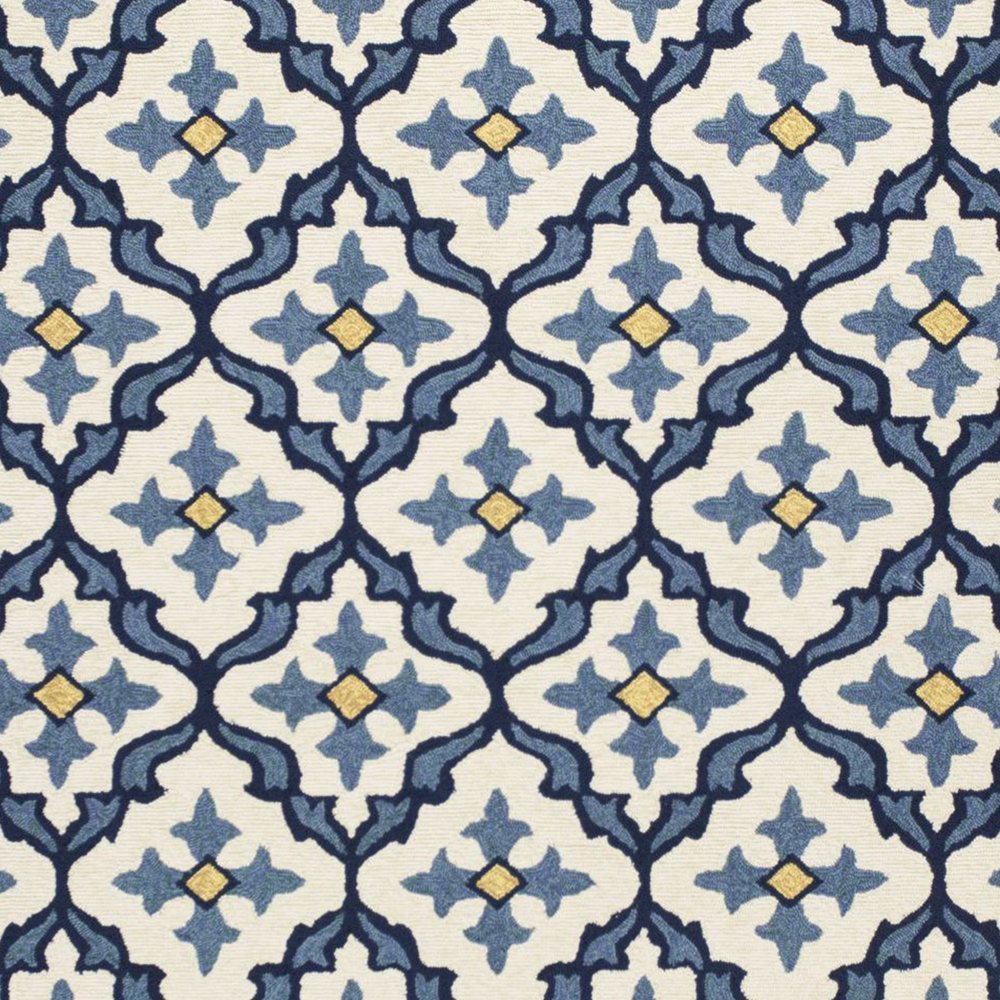 5' X 8' Ivory And Blue Moroccan Indoor Outdoor Area Rug