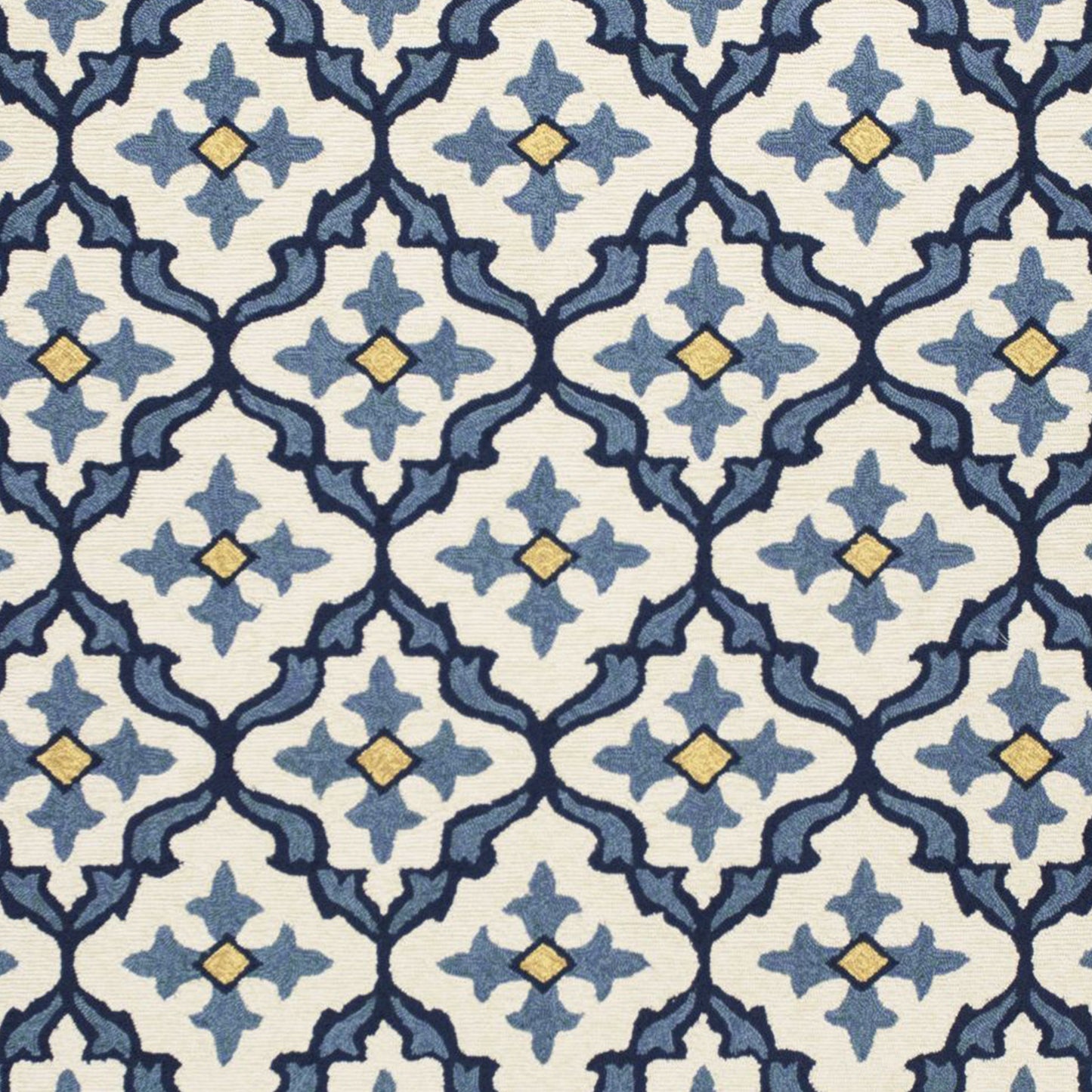 5' X 8' Ivory And Blue Moroccan Indoor Outdoor Area Rug