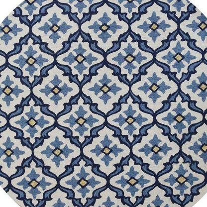 5' X 8' Ivory And Blue Moroccan Indoor Outdoor Area Rug