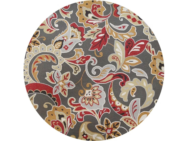 7' Taupe Round Hand Tufted Area Rug With UV Protection