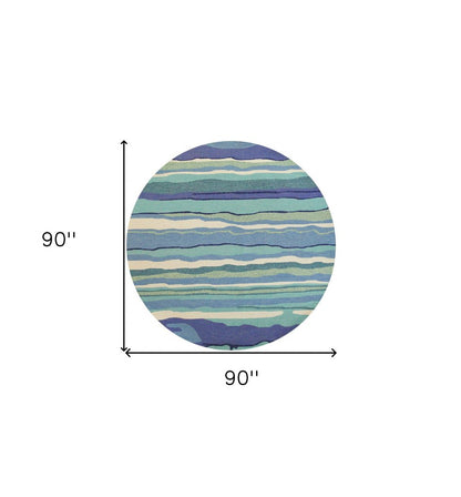 2' X 3' Blue and Ivory Abstract Handmade Indoor Outdoor Area Rug