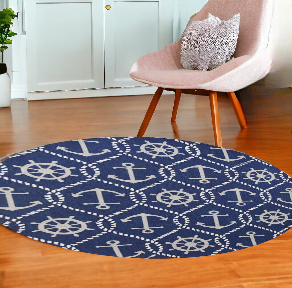 3' X 5' Navy Blue Hand Tufted Area Rug