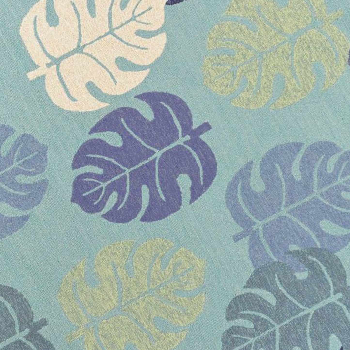 7' X 9' Turquoise And Ivory Botanical Leaves Hand Tufted Area Rug