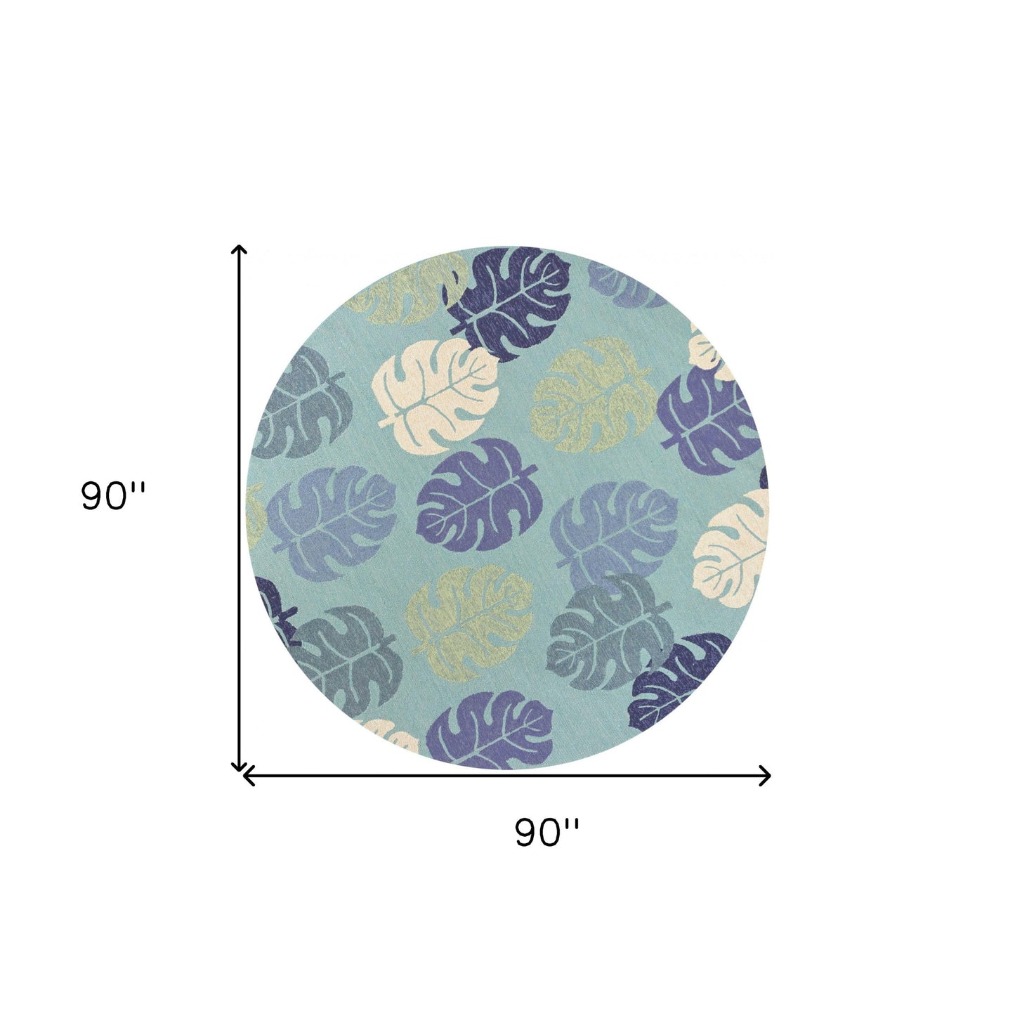 7' X 9' Turquoise And Ivory Botanical Leaves Hand Tufted Area Rug