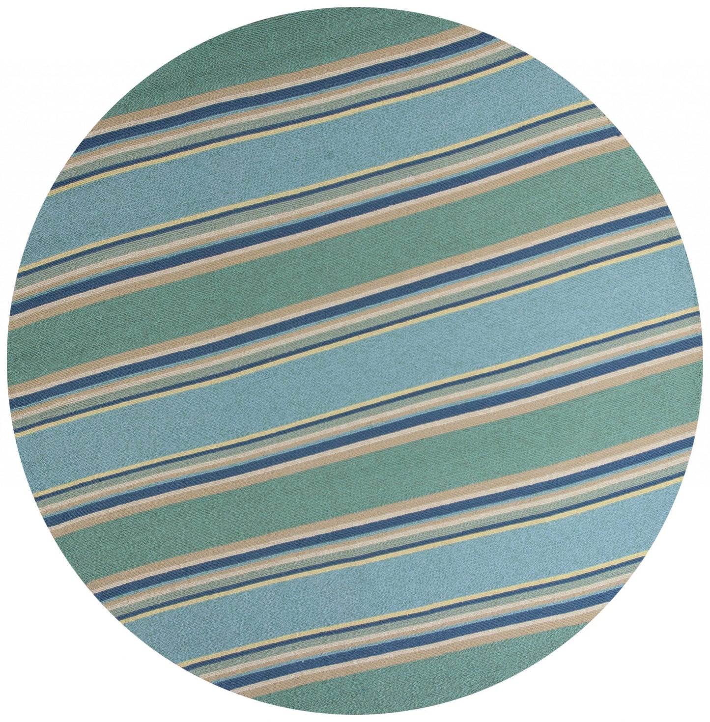 8' X 10' Blue Striped Handmade Indoor Outdoor Area Rug