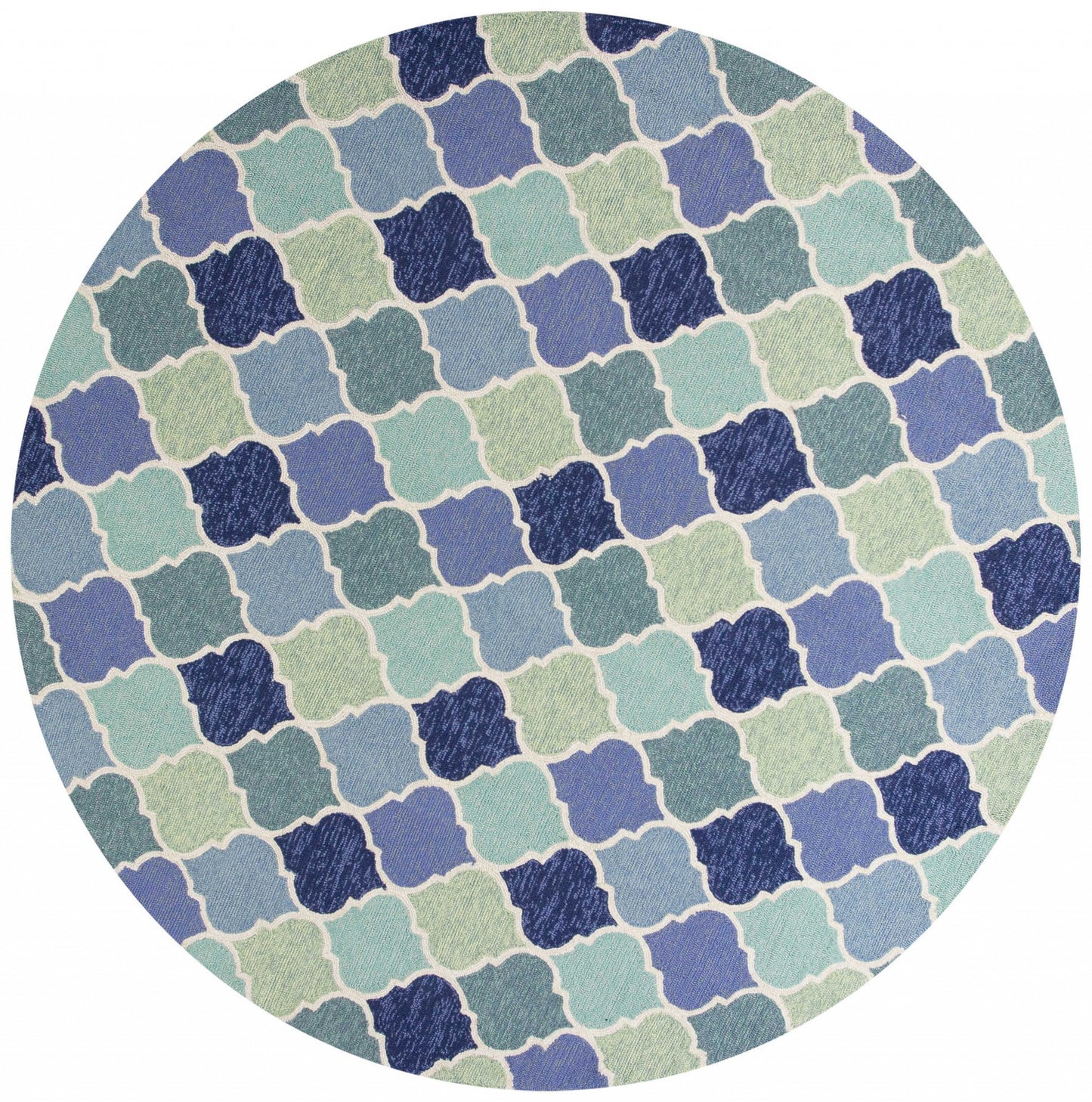 7' Blue Round Hand Tufted Area Rug With UV Protection