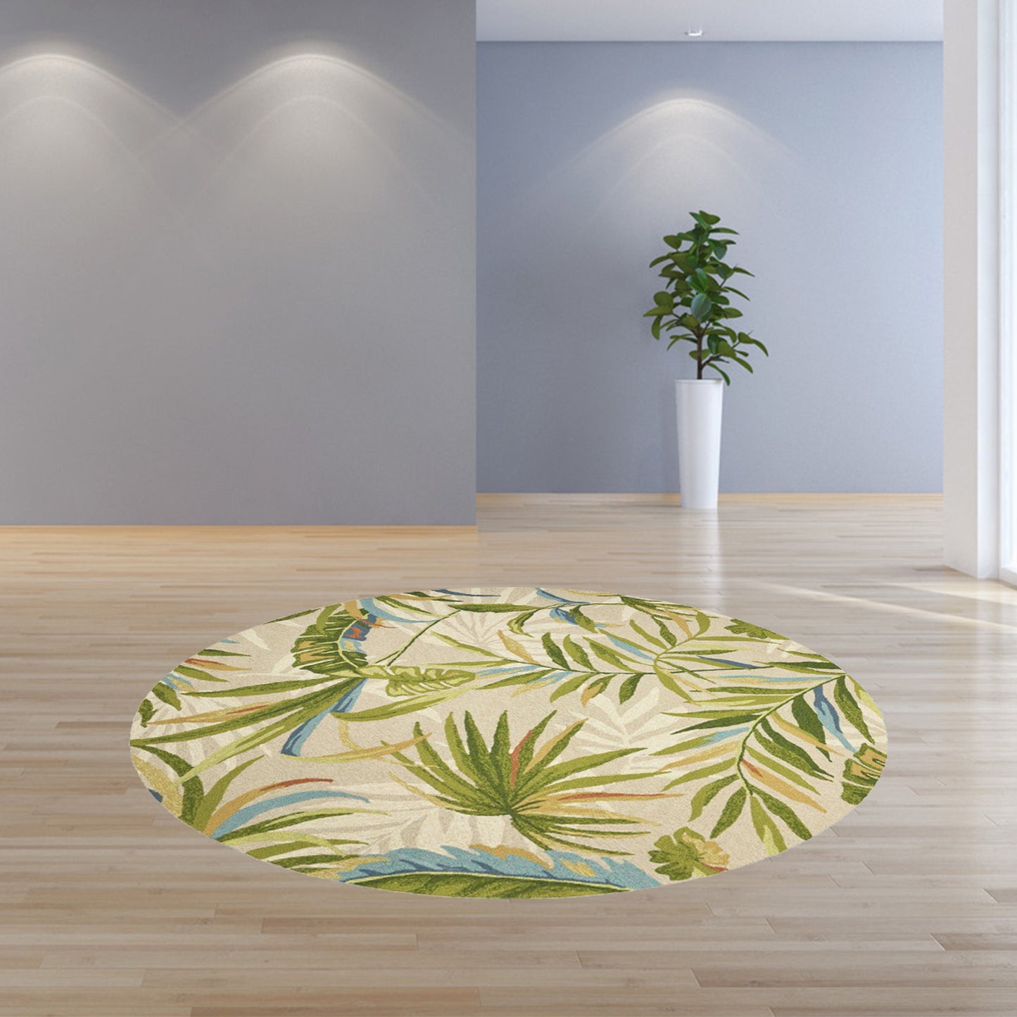 3' X 5' Sand Tropical Botanical Hand Tufted Area Rug