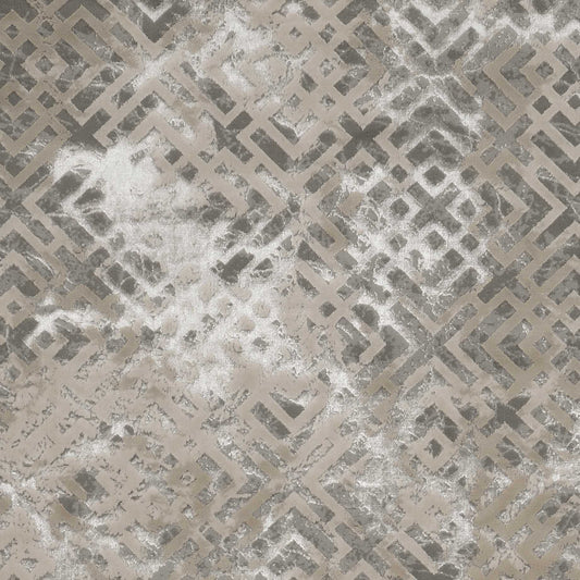 5' X 8' Sand Silver Geometric Maze Pattern Indoor Area Rug