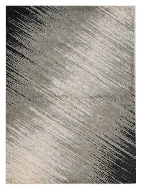 8' X 11' Silver Grey Machine Woven Abstract Brushstroke Indoor Area Rug