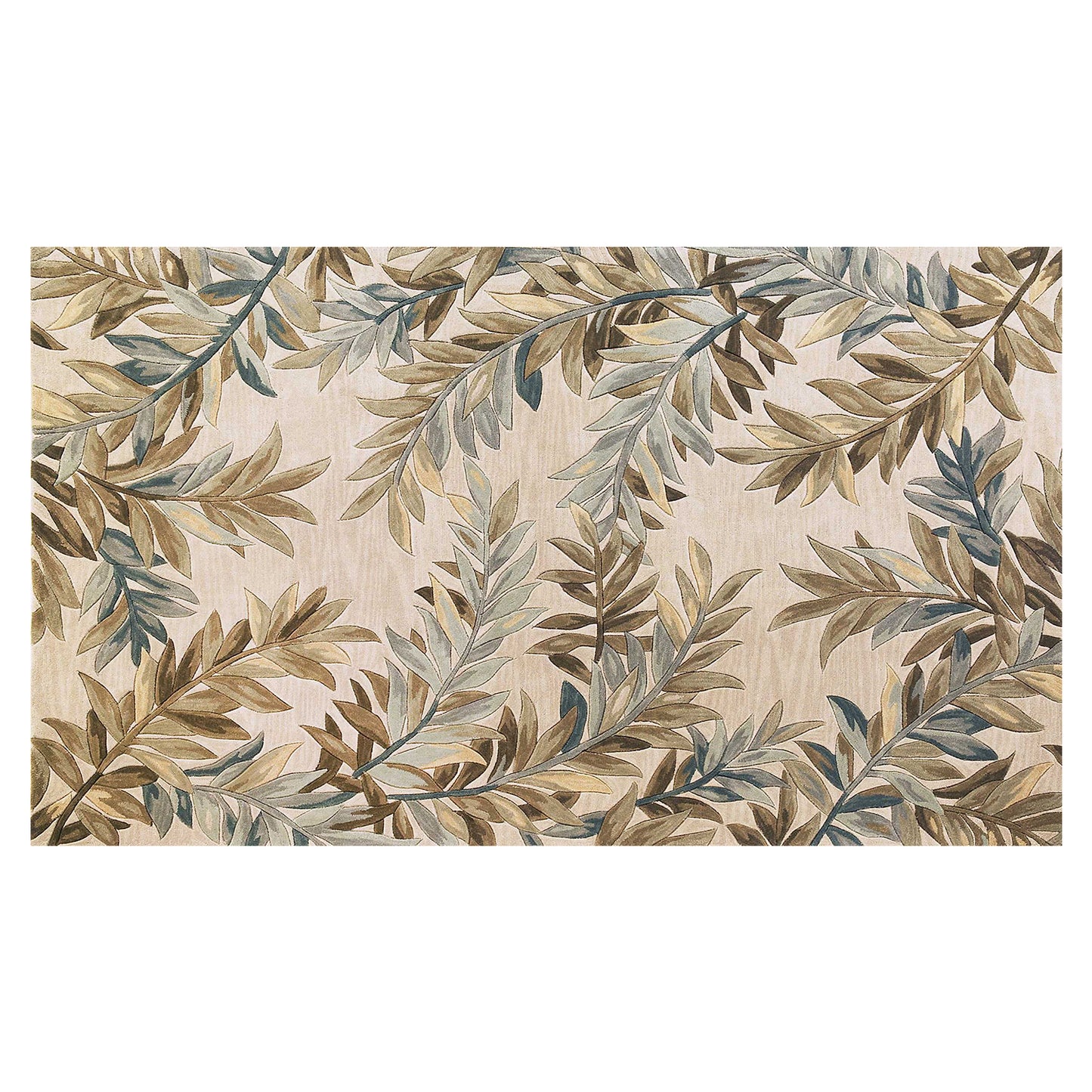 5' X 8' Ivory Hand Tufted Pinnate Fronds Indoor Area Rug