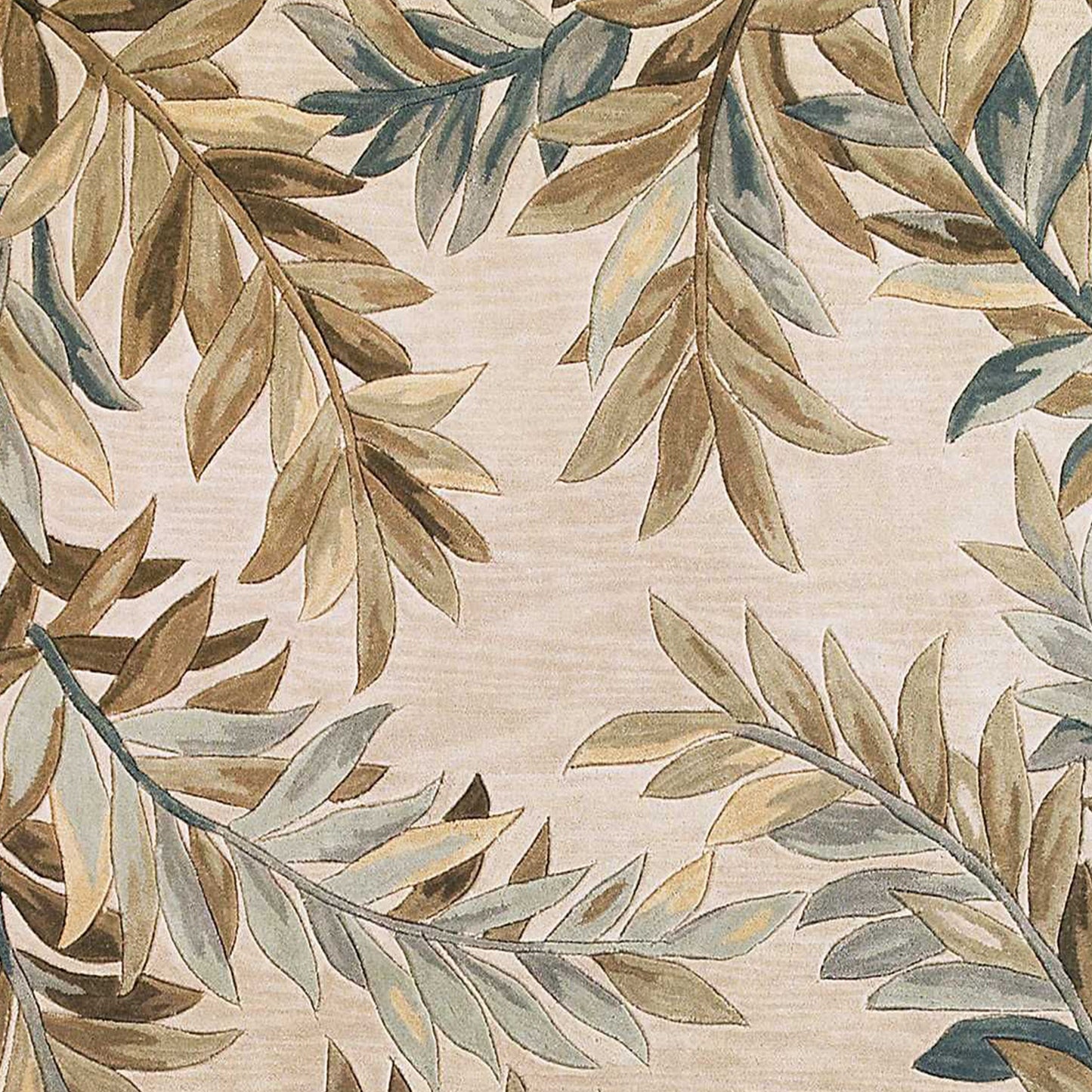 5' X 8' Ivory Hand Tufted Pinnate Fronds Indoor Area Rug